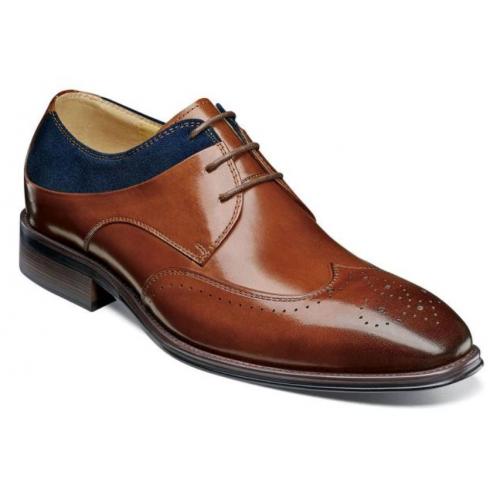 Stacy Adams "Hewlett" Cognac Multi Genuine Suede / Leather Wingtip Oxford Shoes 25314-988.